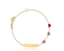 Load image into Gallery viewer, 18K ID Three Hearts Baby/Girls Bracelet