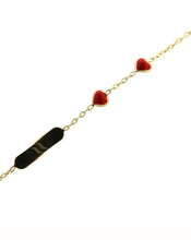 Load image into Gallery viewer, 18K ID Two Red Hearts Baby/Kids Bracelet