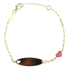 Load image into Gallery viewer, 18K ID Pink Heart/Cutout Heart Baby/Kids Bracelet