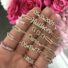 Load image into Gallery viewer, Personalized Diamond PaperClip Bracelet (kids/adult)