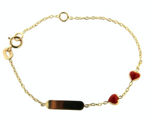 Load image into Gallery viewer, 18K ID Two Red Hearts Baby/Kids Bracelet