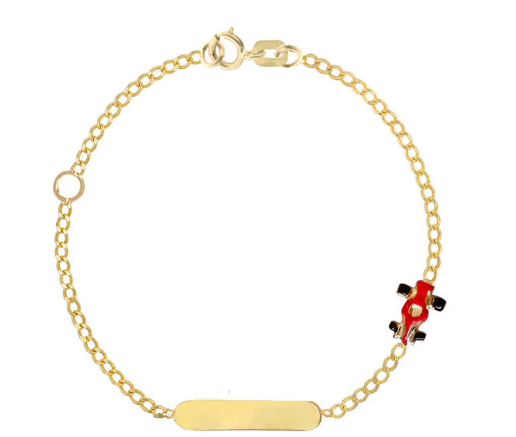 18K ID Race Car Baby/Kids Bracelet (Blue/Red)