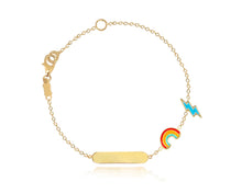 Load image into Gallery viewer, 18K ID Rainbow and Lightning Bolt Baby/Girls Bracelet
