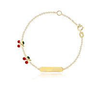 Load image into Gallery viewer, 18K ID Two Cherries Baby/Girls Bracelet
