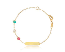 Load image into Gallery viewer, 18K Enamel Flower ID Bracelet
