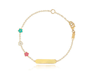 18K Enamel Flower ID Bracelet