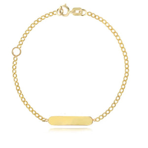 18K Yellow Gold Curb Chain ID Bracelet