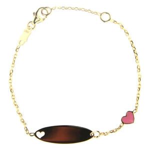 18K ID Pink Heart/Cutout Heart Baby/Kids Bracelet