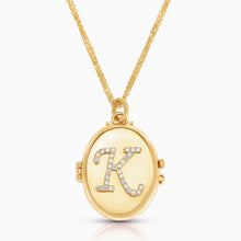 Load image into Gallery viewer, Diamond Initial Locket Necklace
