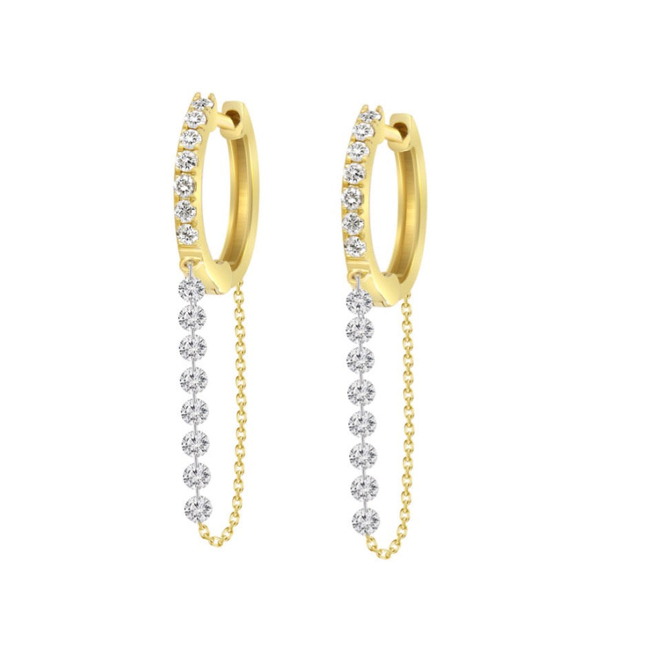 Diamond Huggie Chain Earring