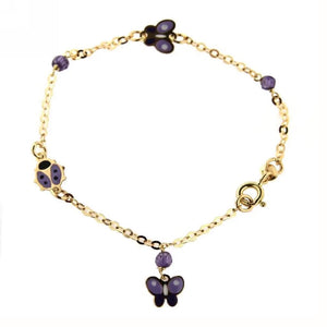 18K Butterfly Lady Bug Enamel Bracelet