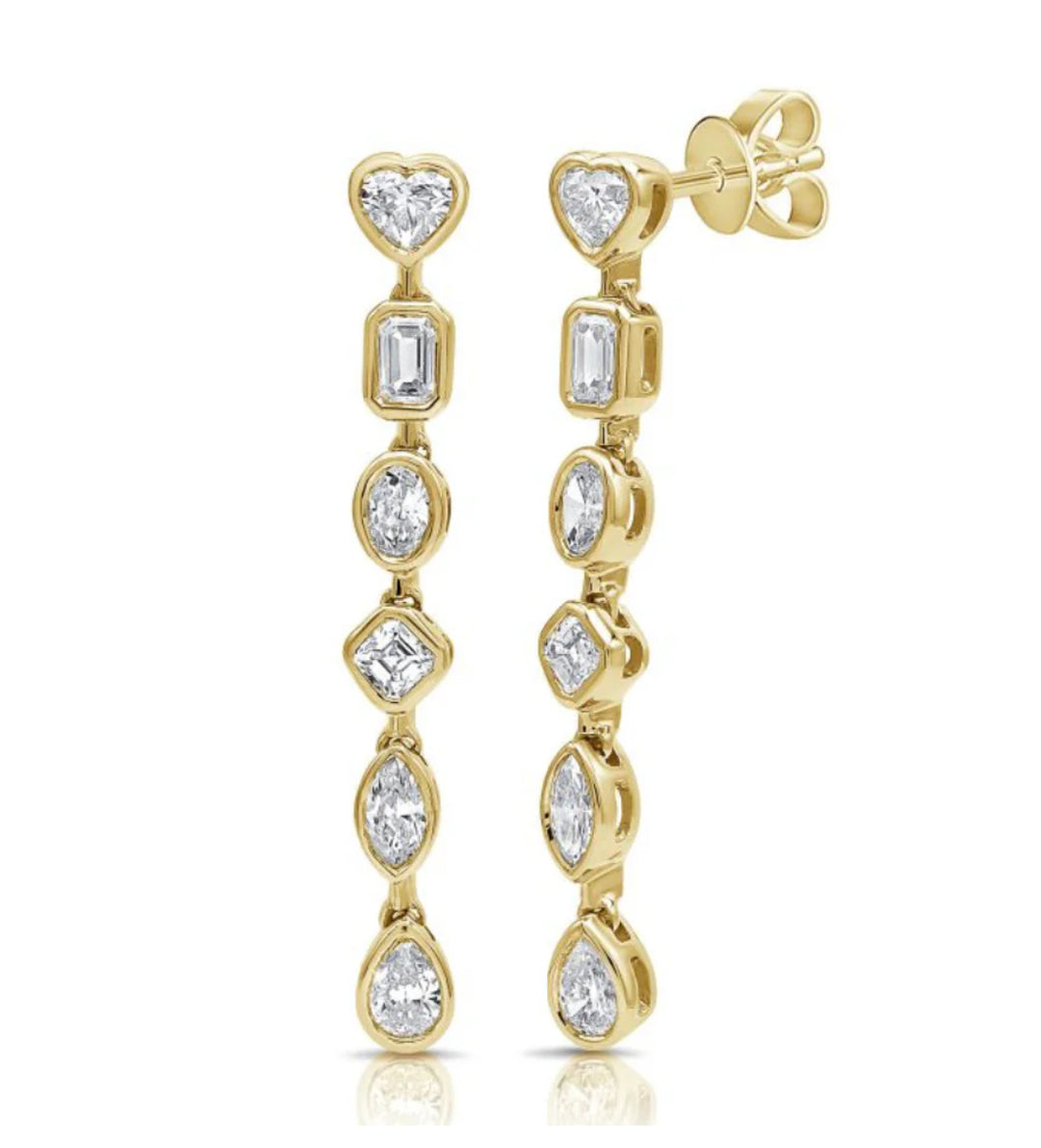 Diamond Bezel Mixed Shape Earring