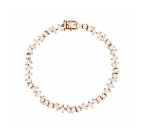 18K Diamond Mixed Shapes Tennis Bracelet