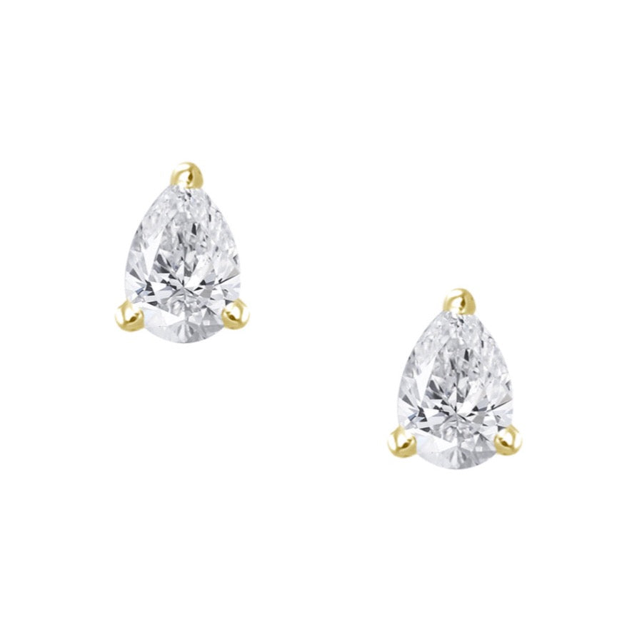 18K Diamond Pear Studs