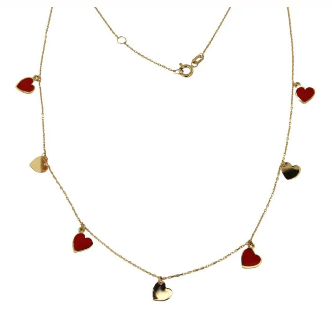 18K Dangling Hearts Necklace (kids)