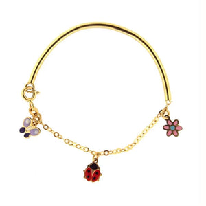 18K Flower Butterly Ladybug Charm Bangle (kids)