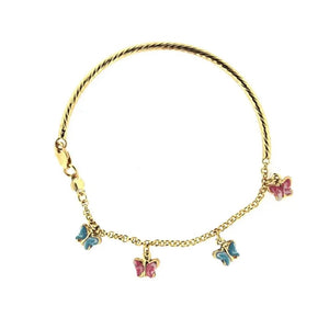 18K Enamel Butterfly Charms Bangle (kids)