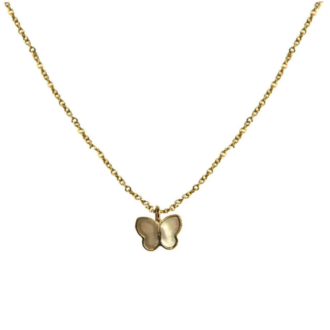 18K Mother of Pearl Butterfly Necklace (kids)