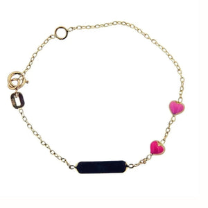 18K ID Pink Enamel Heart Bracelet