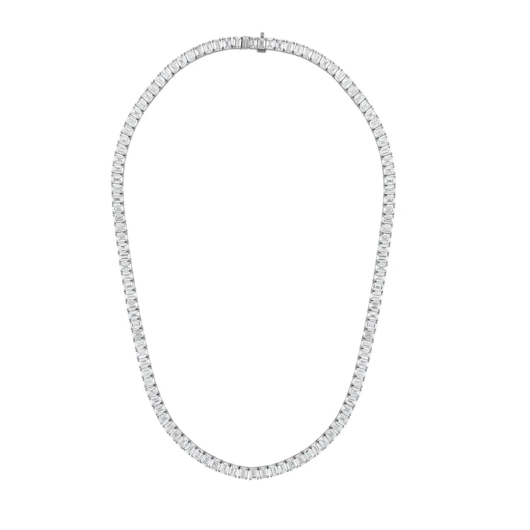 Classic Diamond Emerald Tennis Necklace