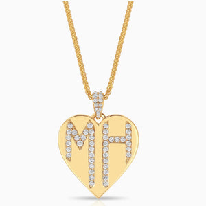 Dripping Monogrammed Heart Necklace