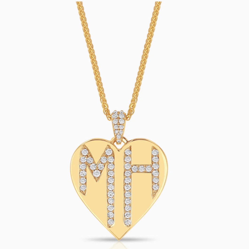 Dripping Monogrammed Heart Necklace