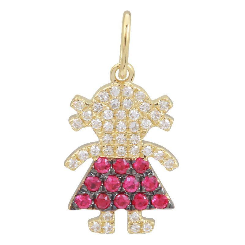 Diamond & Ruby Girl Charm