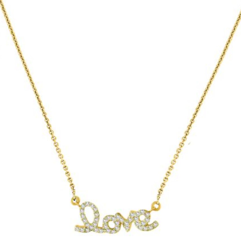 Pave Script LOVE Necklace