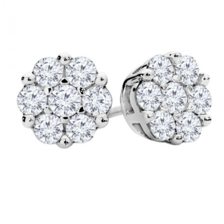 Diamond Cluster Stud Earring