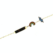 Load image into Gallery viewer, 18K ID Rainbow and Lightning Bolt Baby/Girls Bracelet
