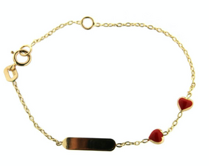 18K ID Two Red Hearts Baby/Kids Bracelet