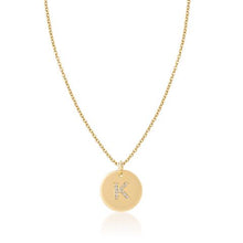 Load image into Gallery viewer, Mini Diamond Initial Disc Necklace
