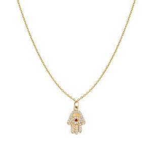 Diamond & Ruby Hamsa Necklace